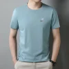 100% pure cotton short-sleeved men's T-shirt 2024 Summer Fashion Simple round-neck pure cotton T-shirt for young men details Picture
